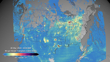 TEMPO NO2 Image over CONUS on 3/28/2024