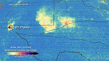 TEMPO NO2 image over Pearmian Basin on 3/28/2024