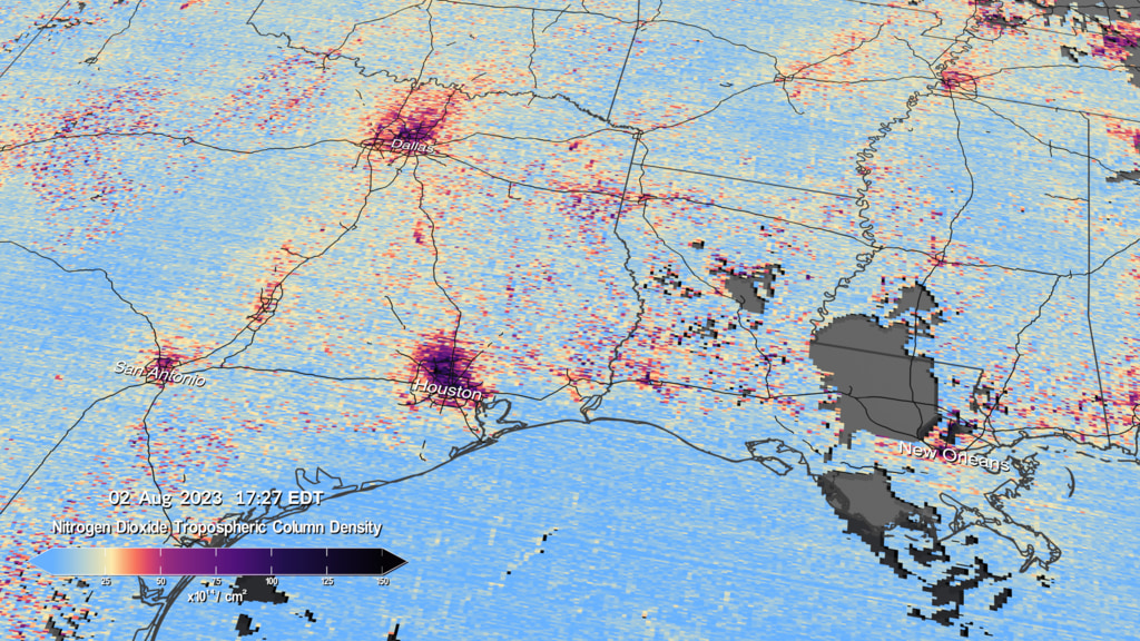 TEMPO first light NO2 image over Texas